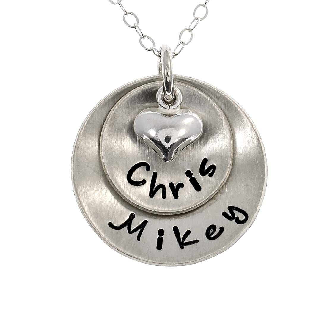 QYYZTQY Lucky Two personalisiertes Sterlingsilber mit 2 Namen oder Wörtern Ihrer Wahl. Inklusive Sterlingsilber-Kabelkette als Geschenk für Sie, ohne Edelstein