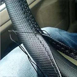 Capa De Volante Costurada Couro Para Carro Ecológico Preta