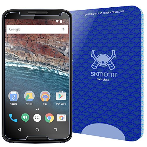 Skinomi Tech Glass Screen Protector Compatible with Google Nexus 6 9H Hardness Clear HD Ballistic Tempered Glass Shield