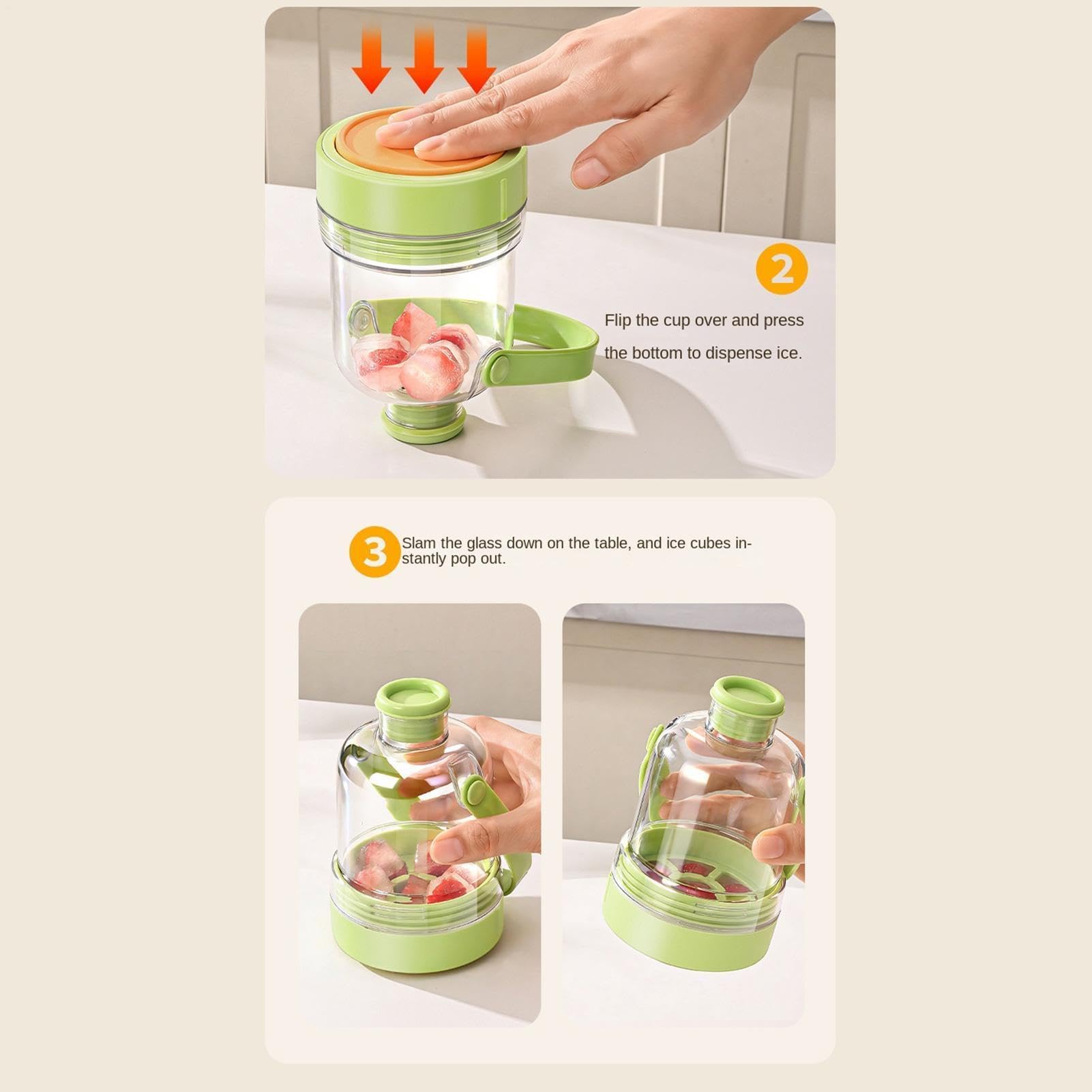 Bandejas de hielo para congelador, 400 ml, portátil, 2 en 1, reutilizable, con tapa y contenedor, ideal para playa al aire libre, picnic, camping, oficina, gimnasio, bebida, jugo, cóctel