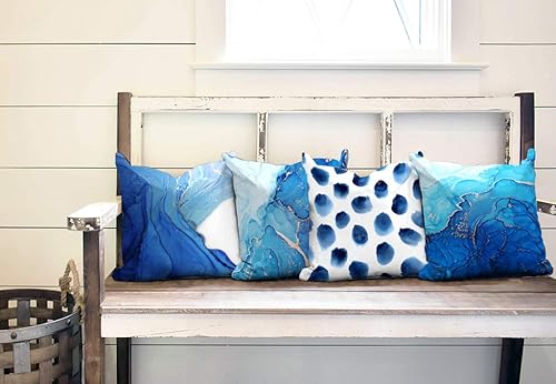 Miniatura 9 de GALMAXS7 Juego de 4 fundas de almohada de 18 x 18 pulgadas, fundas de almohada decorativas modernas de arte abstracto con pintura naranja quemada,