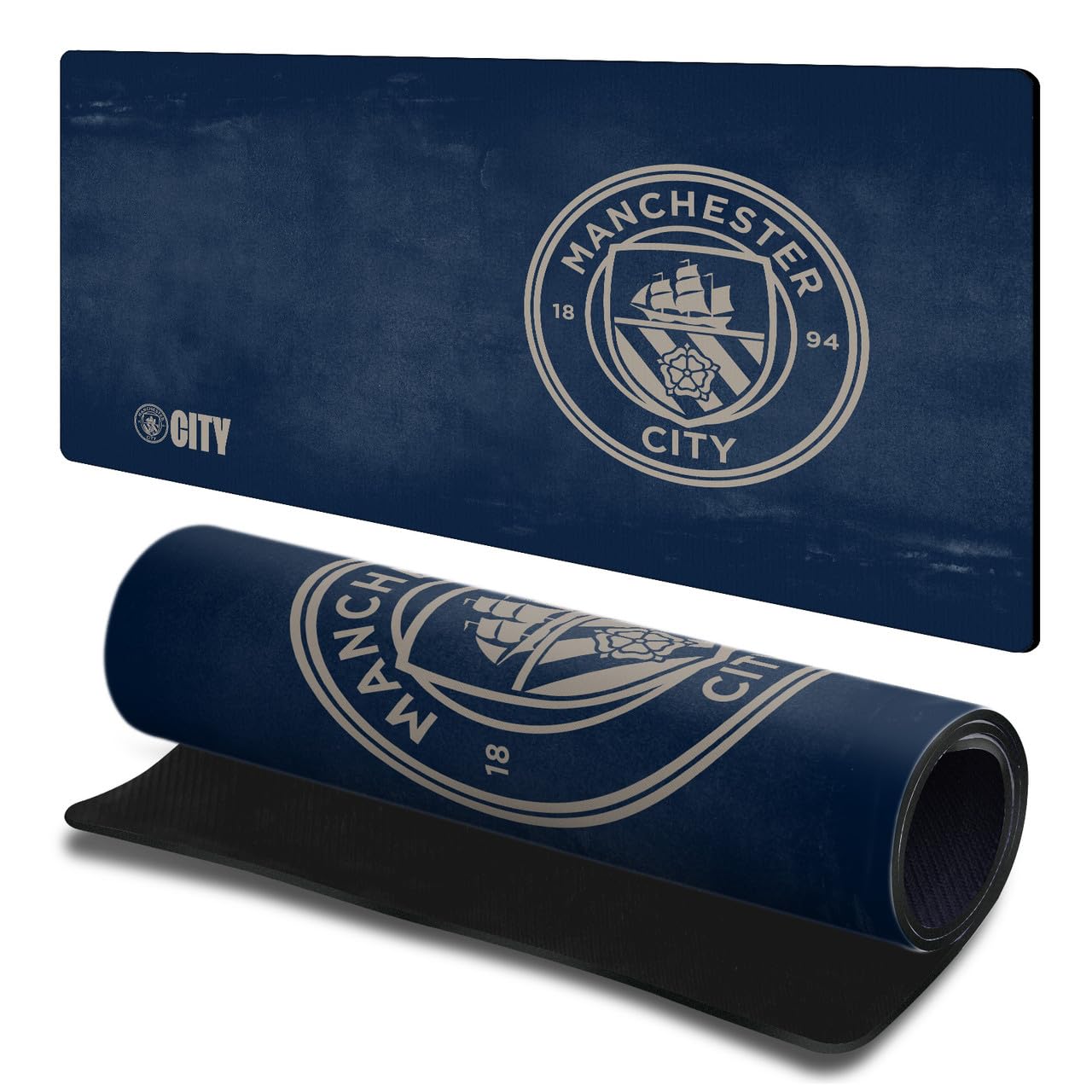 Head Case Designs Officially Licensed Manchester City Man City FC Navy Blue Crest Logo Gaming Office Desk PC Keyboard Mouse Mat Pad 23.62 x 11.81 x 0.12 inches (600 x 300 mm) - L — image 1