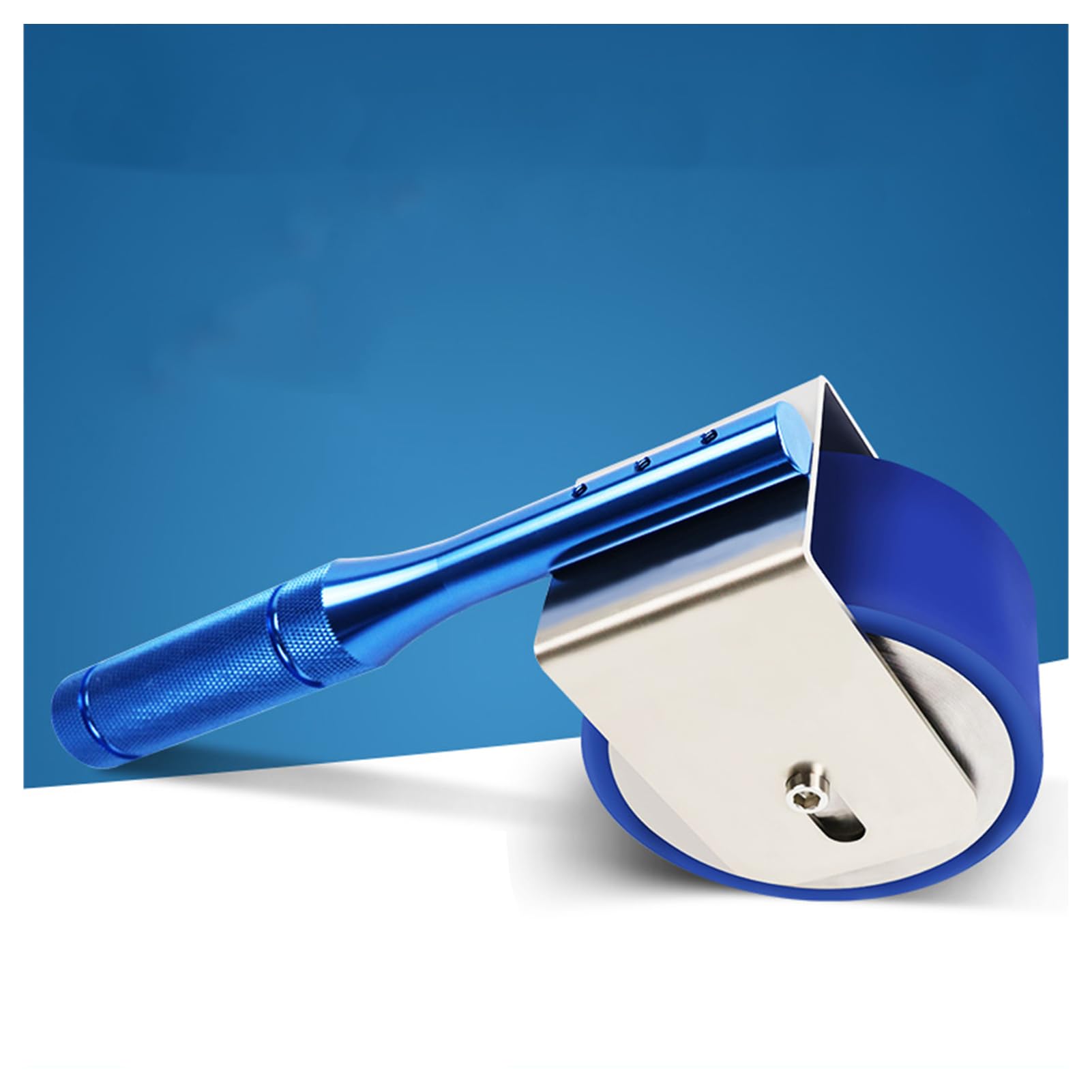 Rodillo Prueba Adhesión Azul 2 KG, Mango Acero Inoxidable Y Rueda Goma PU Gruesa, Rodillo Manual Estándar Duradero con Empuñadura Antideslizante en Diamante