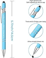 Vista 3 de Kingluu 12 Piezas Bolígrafos Personalizados con Stylus, Escritura Suave, Bolígrafos Personalizados de Tinta Negra con Tu Nombre Logo Mensaje Texto