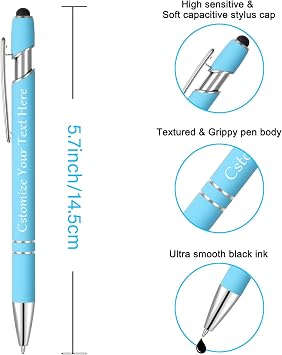 Kingluu 24 Pcs Personalized Ballpoint Pens with Stylus,Smooth Writing,Black Ink Custom Pens with Your Name Logo Message Text,Great Gift for Office Business School Graduation Anniversaries Assorted