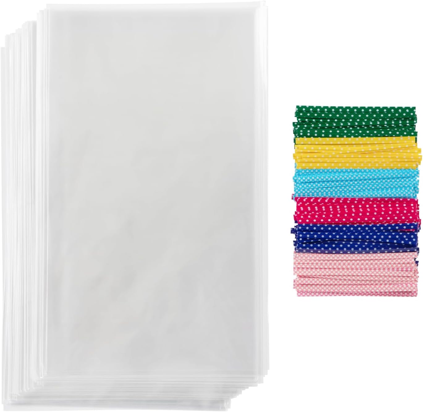 Prestee200pk Clear Gift Bags for Favors, Cellophane Bags, 6x10 w/ 4" Twist Ties - Goodie Bags, Candy Bags, Cookie Bags for Gift Giving, Clear Treat Bags with Ties, Cellophane Treat Bags (200 Pack)