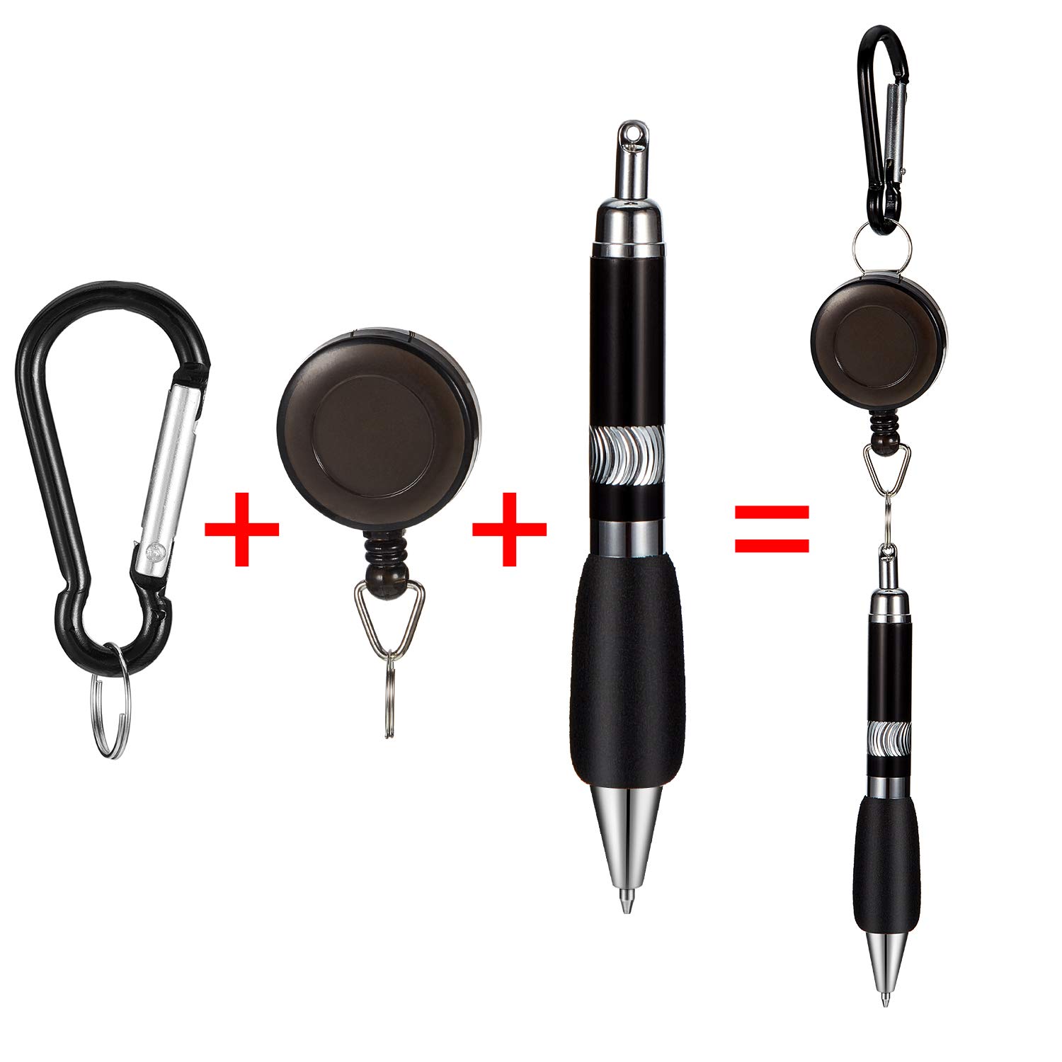 Outus 12 Pieces Retractable Pull Clip Pen Retractable Reel Holder 3-in-1 Handy Badge Reel Pen Belt Keychain Clip for Nurses, Colleagues - Image 4
