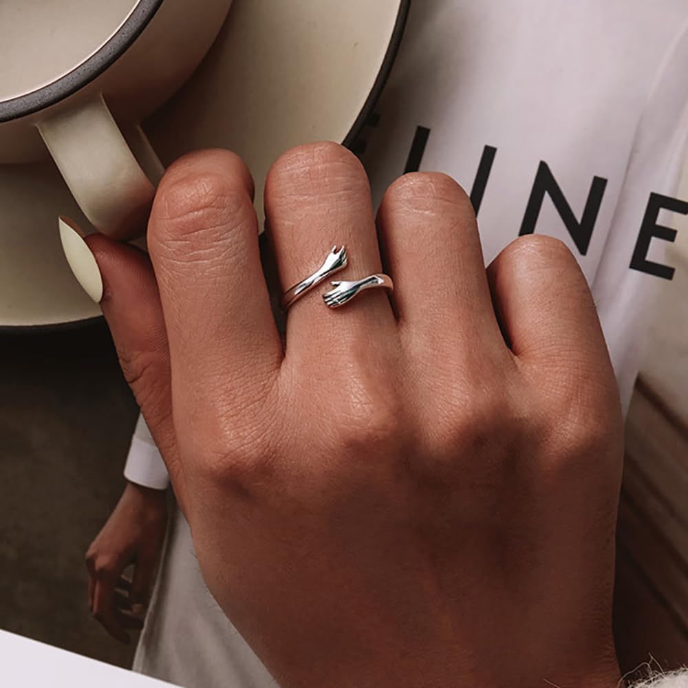 To My Daughter Hug Ring For Hope Rings, Inspirational Stainless Steel Engarved With Always With You Message Adjustable Ring for Women Non Tarnish Jewelry Gift for Her Birthday Christmas - Image 3
