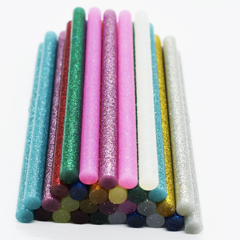 10 bastoncini di colla a fusione a caldo colorate, 7 mm x 100 mm, per lavori artigianali, custodie telefoniche, adesivi, riparazioni, album dorati (bianco)