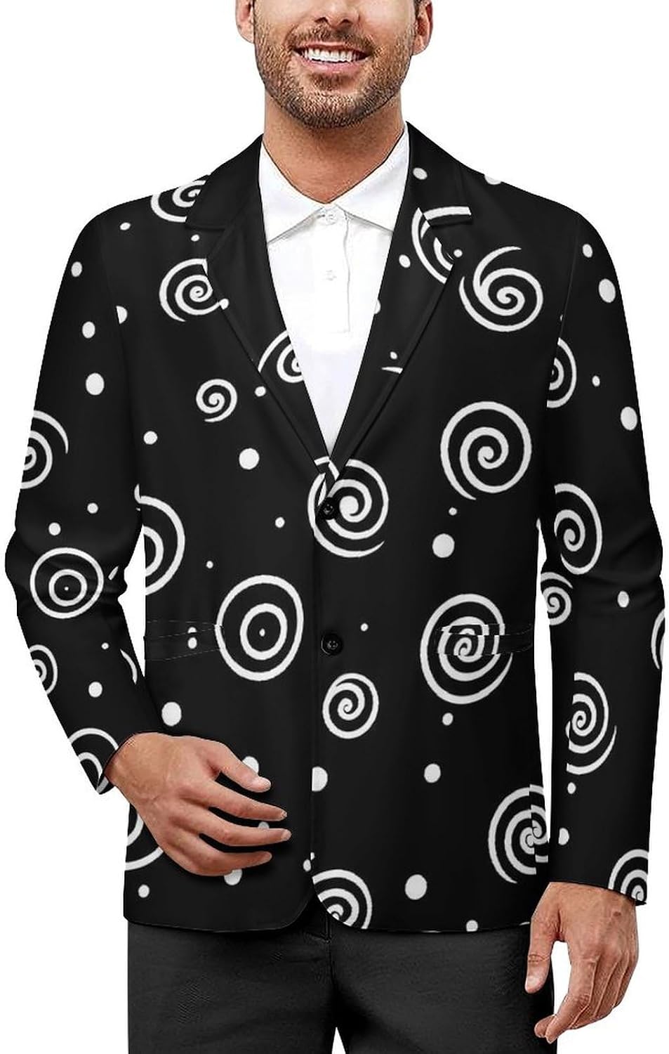 Swirl Polka Dot Art Pattern Fashion Blazer for Men Suit Jackets Lightweight Button Lapel Sport Coats