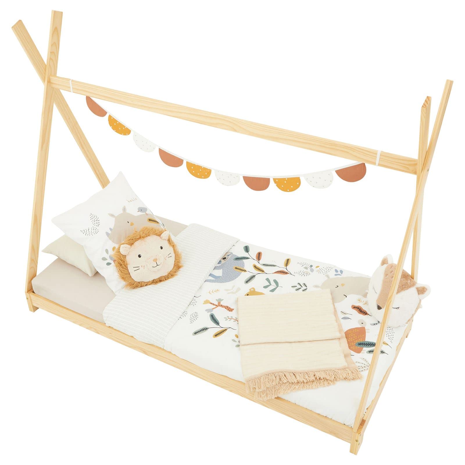 IDIMEX Lit Montessori tipi Elin, 90 x 190 cm lit cabane Enfant en pin Massif Vernis Naturel