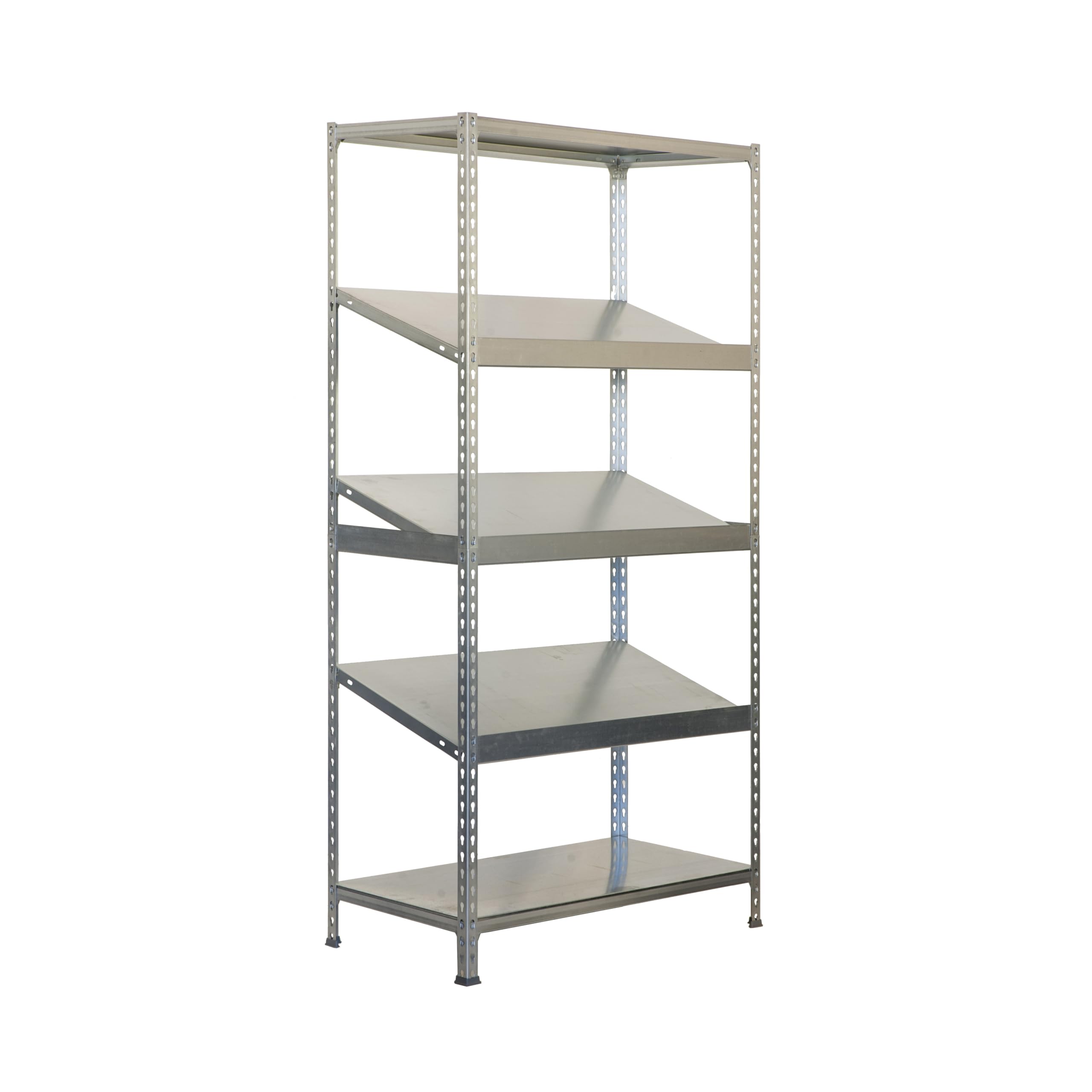 PROREGAL Schrägbodenregal DOWA | Stecksystem | HxBxT 200x100x50cm | Fachlast 200kg | Verzinkt | Fachbodenregal Lagerregal Boxregal