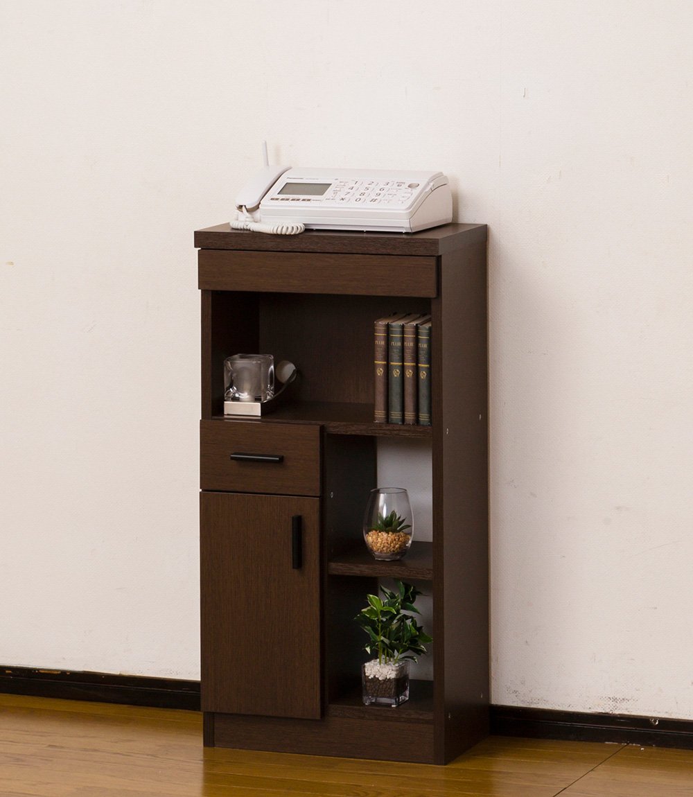 ルーター収納40（W40×D26.5×H80cm） ブラウン 【完成品】 ルーター収納40（W40×D26.5×H80cm） ブラウン 【完成品】の通販