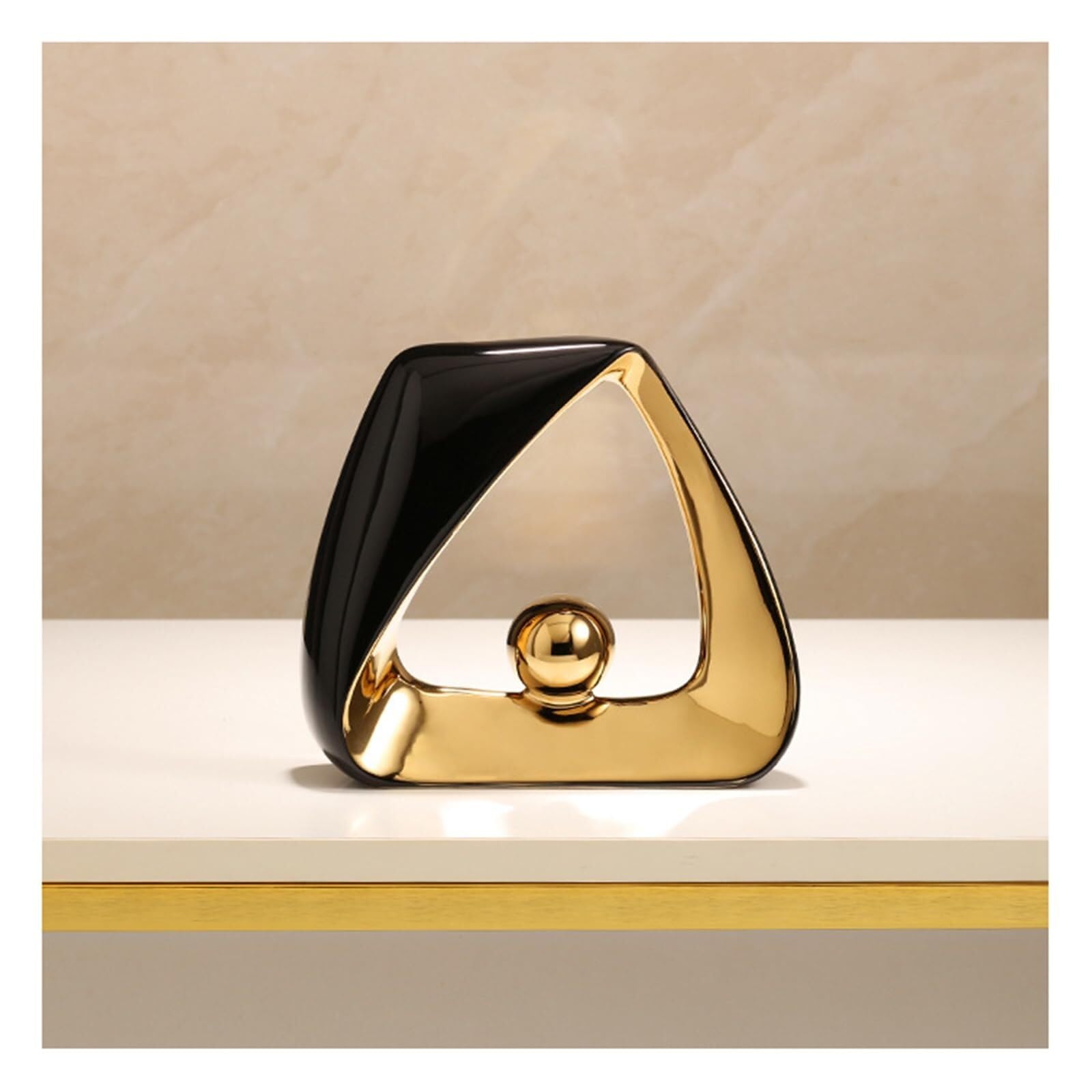 Regali per donna Scultura decorativa bianca astratta moderna Decorazione da scaffale(03 Black Gold)