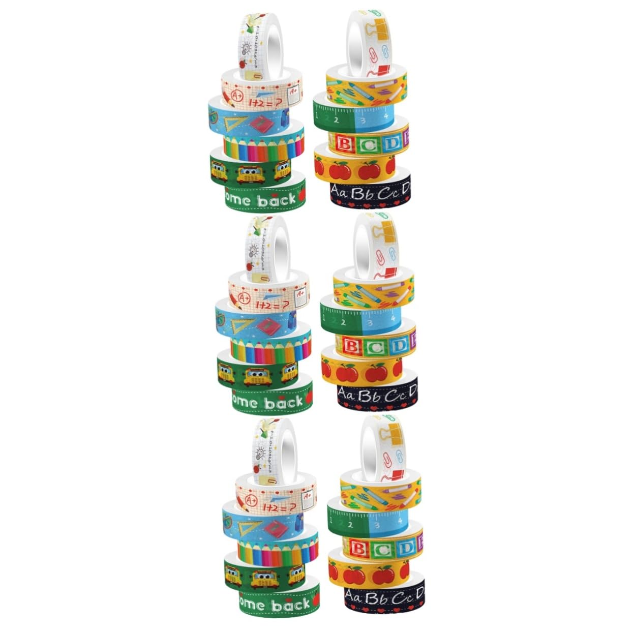 36rotoli Adesivi Washi Trasparenti Per Nastro Decorativo Per Scrapbooking Progetti Creativi e Ritorno Scuola Con Fantasie Di Cartoni Animati Facile Da Applicare e Rimuovere