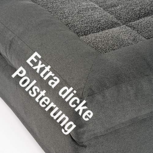 JAMAXX Premium 2-in-1 Hunde-Sofa - Orthopädische Memory Visco Füllung, Abnehmbare Polster und Waschbarer Bezug, Hochwertiger Stoff Lammfell/Sherpa, PDB3014 (M) 90x70 anthrazit