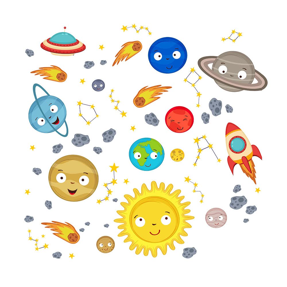 Pegatinas de pared de planetas del espacio fáciles de pegar sin burbujas
