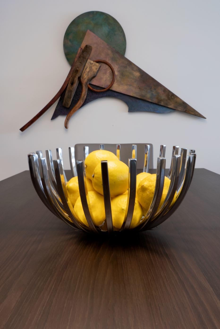 Modern Day Accents 3537 Barras Stainless Open Bowl, Silver Decorative Bowl holds Decorative Spheres and Balls, Fruit Bowl, Table Centerpiece Decor, Home Decor, Kitchen Counter Decor, 13.25" L x 6" H