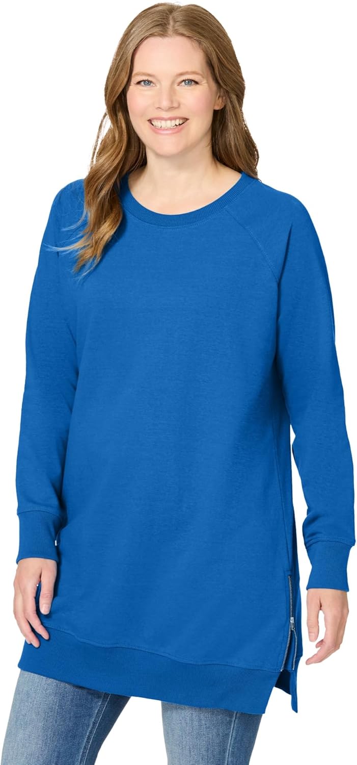 Woman Within Plus Size Side Zip Sweatshirt