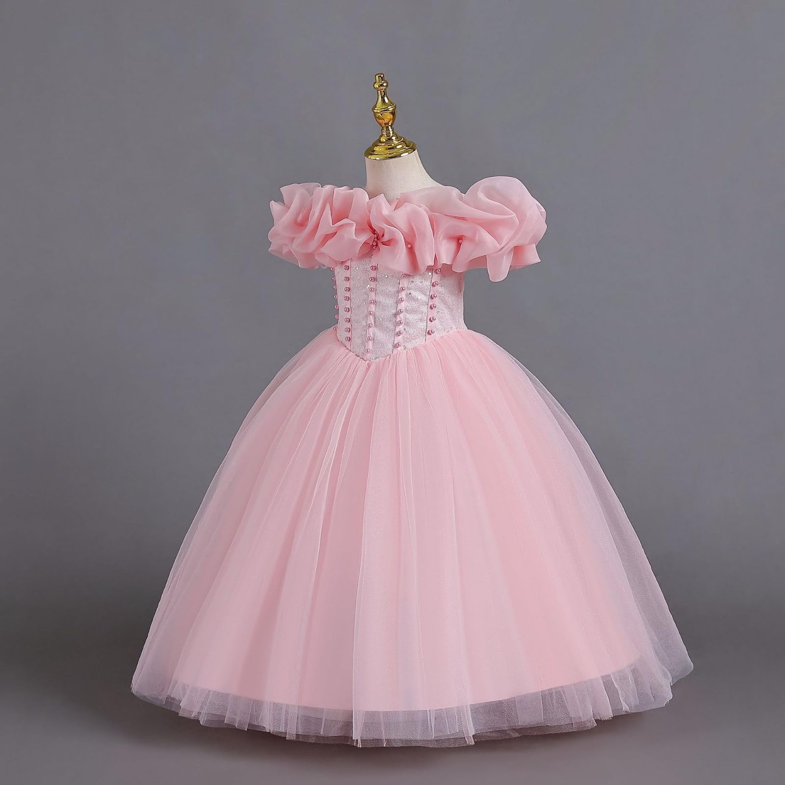 Vestido Niña 12 Años,Vestido Infantil de Princesa con Diseño Asimétrico y Detalles Florales para Ocasiones