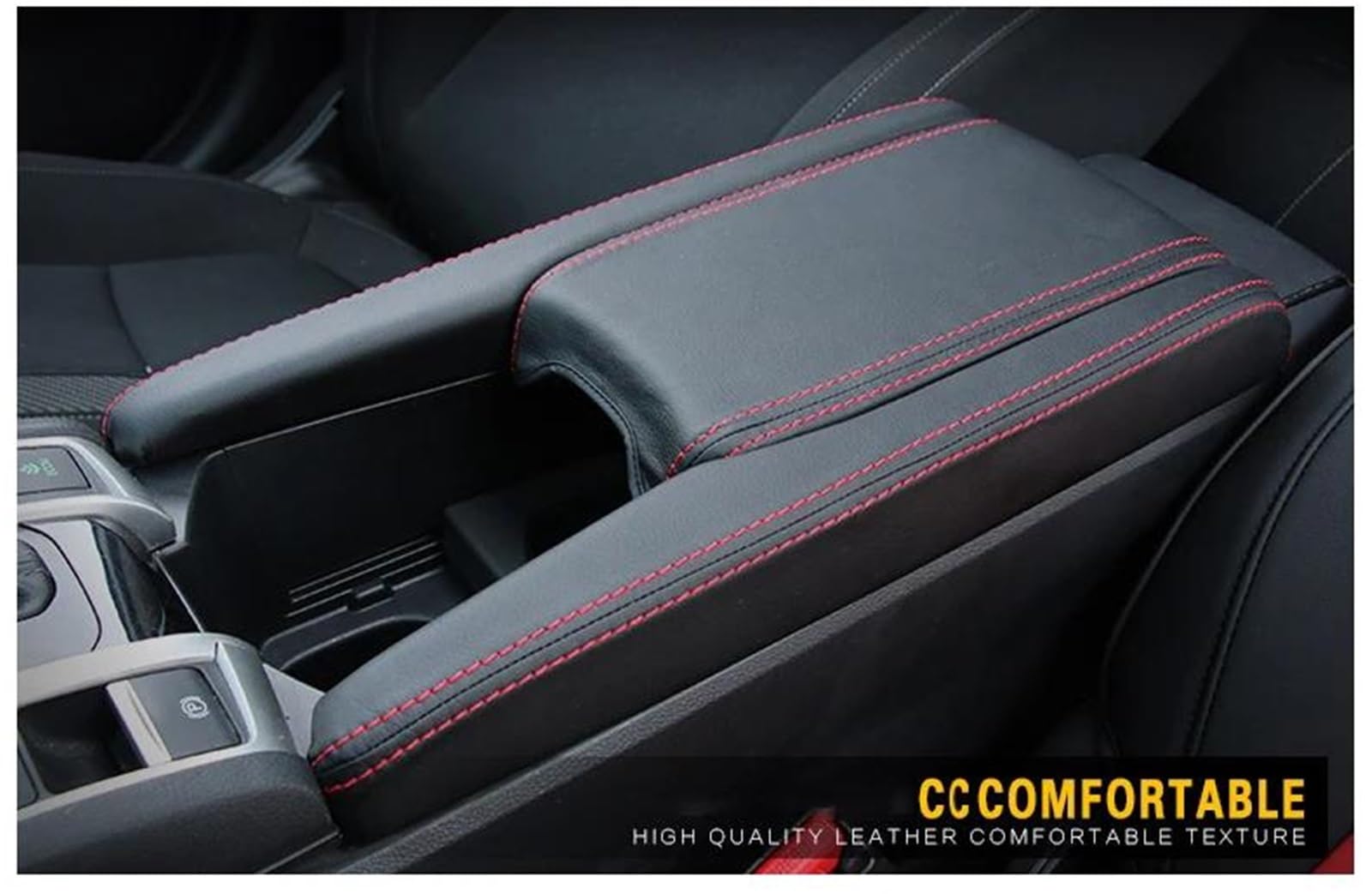 Copri Bracciolo Auto Per Honda Per Civic X 10th FC 2016-2020 | Protezione Per Bracciolo In Ecopelle Liscia, Design Facile Da Infilare HIMIUSIKTC