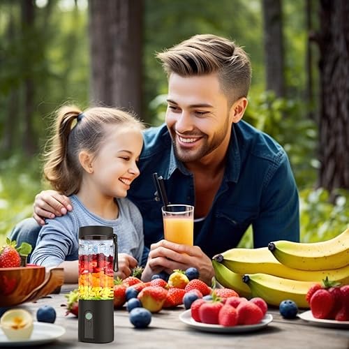 Miniatura 5 de Licuadora portátil 2024, licuadora para batidos y batidos, licuadora personal, licuadora a batería de 4500 mAh, potente licuadora de 11.1 V, tazas