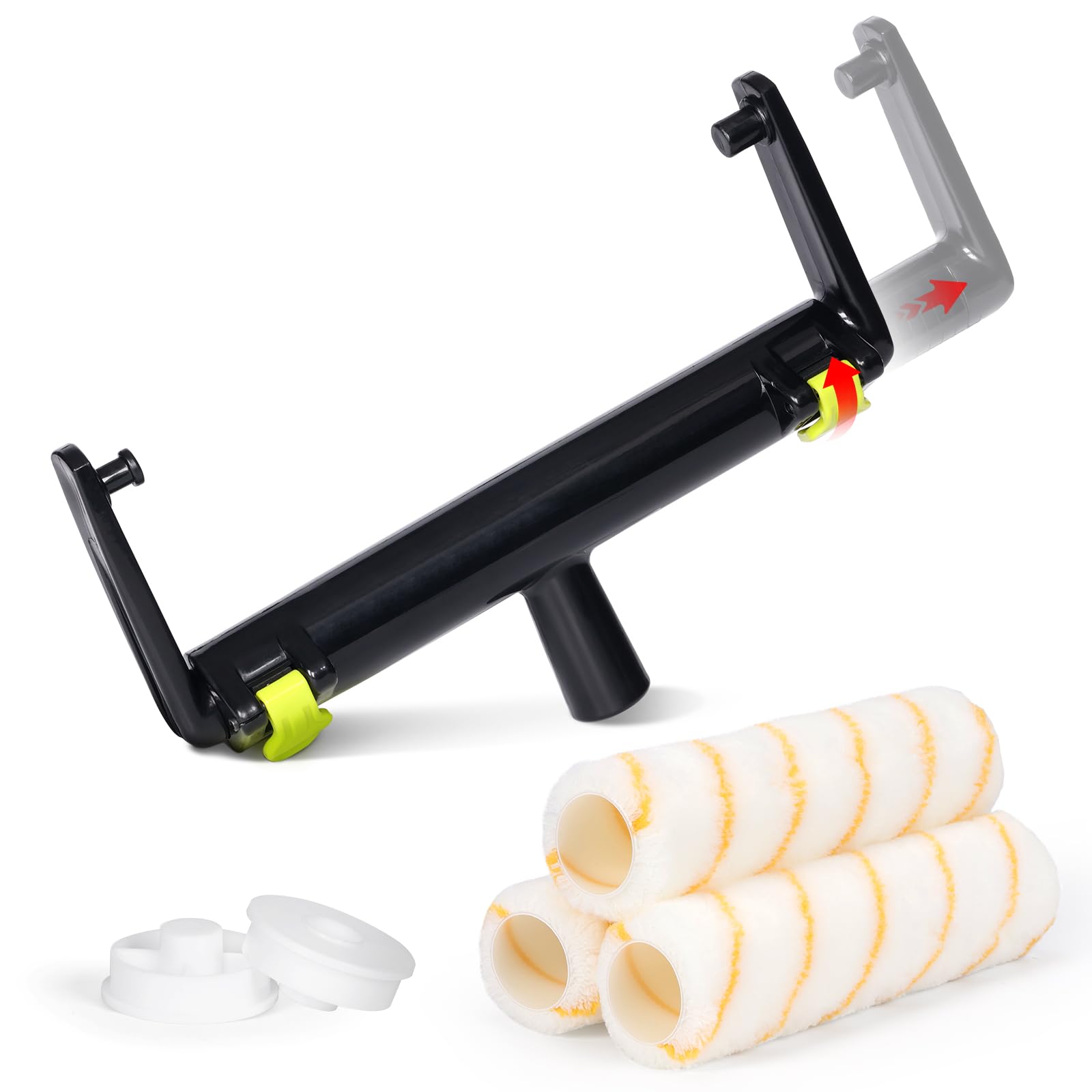 Large cadre de rouleau, poignée de rouleau réglable de 22,9 cm à 55,9 cm pour une grande surface, 7,6 x 22,9 cm manchons de rouleau à poils moyens pour peindre les murs et les plafonds