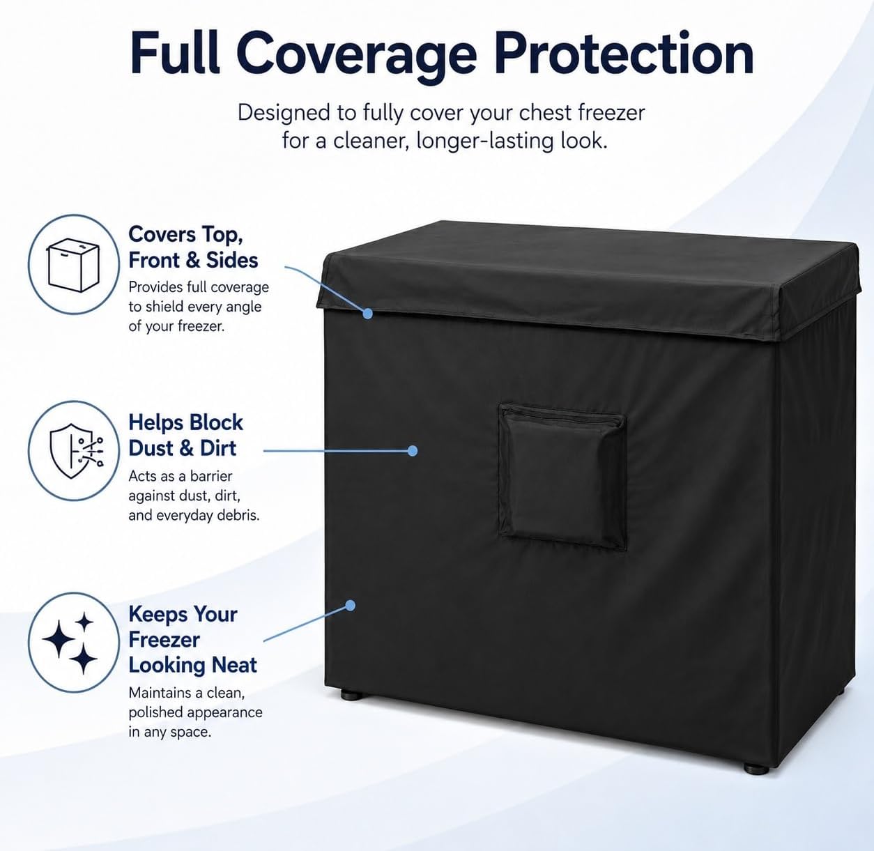 Deep Freezer Covers for Outside,Heavy Duty 600D Durable Chest Freezer Cover Waterproof,Outdoor Freezer Covers for Outside 5.0 Cubic Feet Chest Freezer,Top Can Be Opened