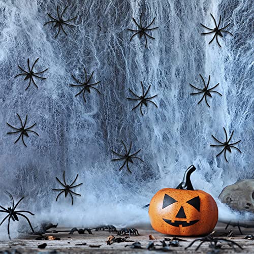Jsdoin Ragnatela in plastica, 60 g, 30 Pezzi, Decorazione Spaventosa per Halloween, ragnatele, per Esterni, Interni, Giardino, Tavolo da Pranzo, Porta, soffitto, Finestra, Decorazione per ragnatele