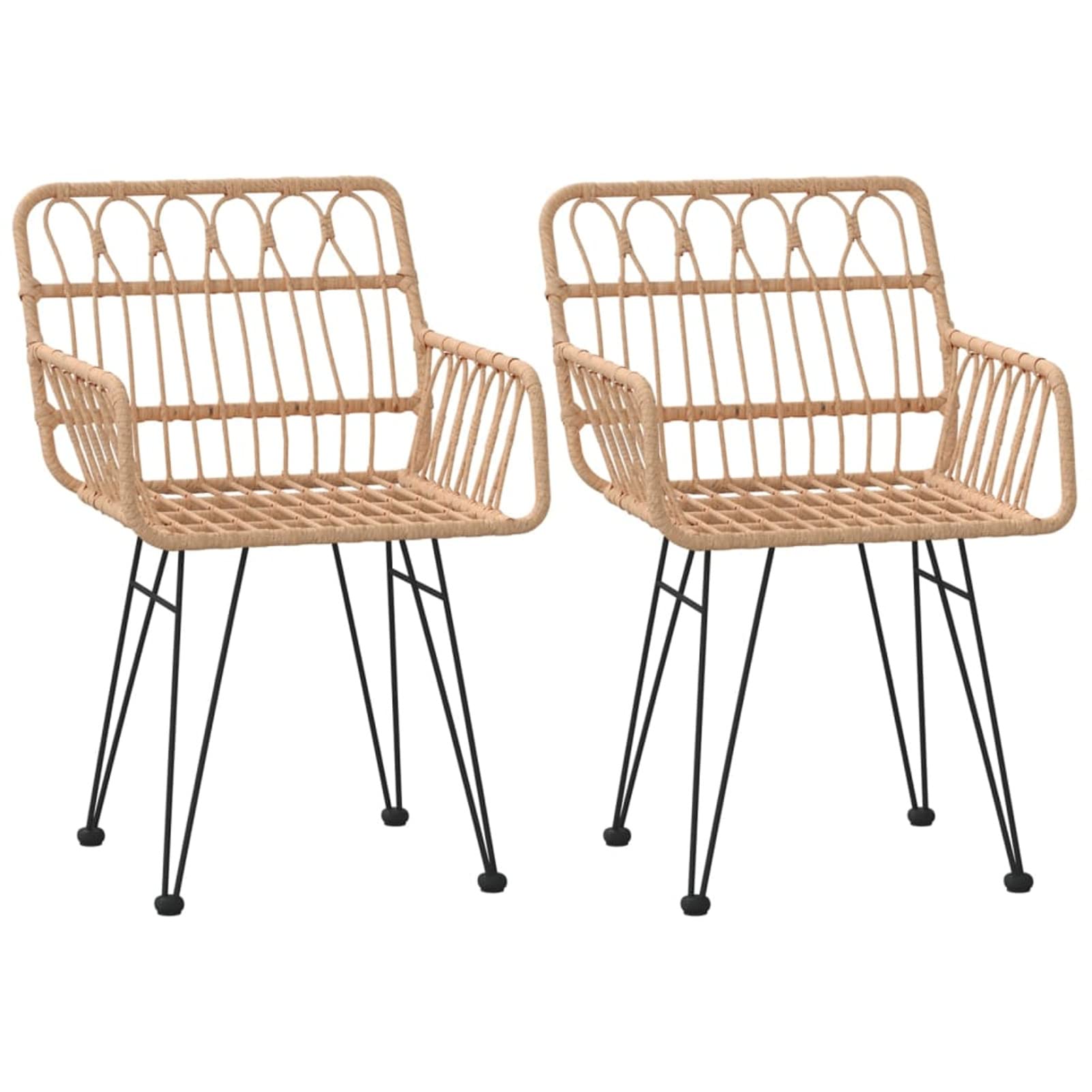 Krzesło z podłokietnikami, krzesło ogrodowe, metalowa struktura, krzesła ogrodowe 2 szt. z podłokietnikami 56x64x80 cm PE rattan