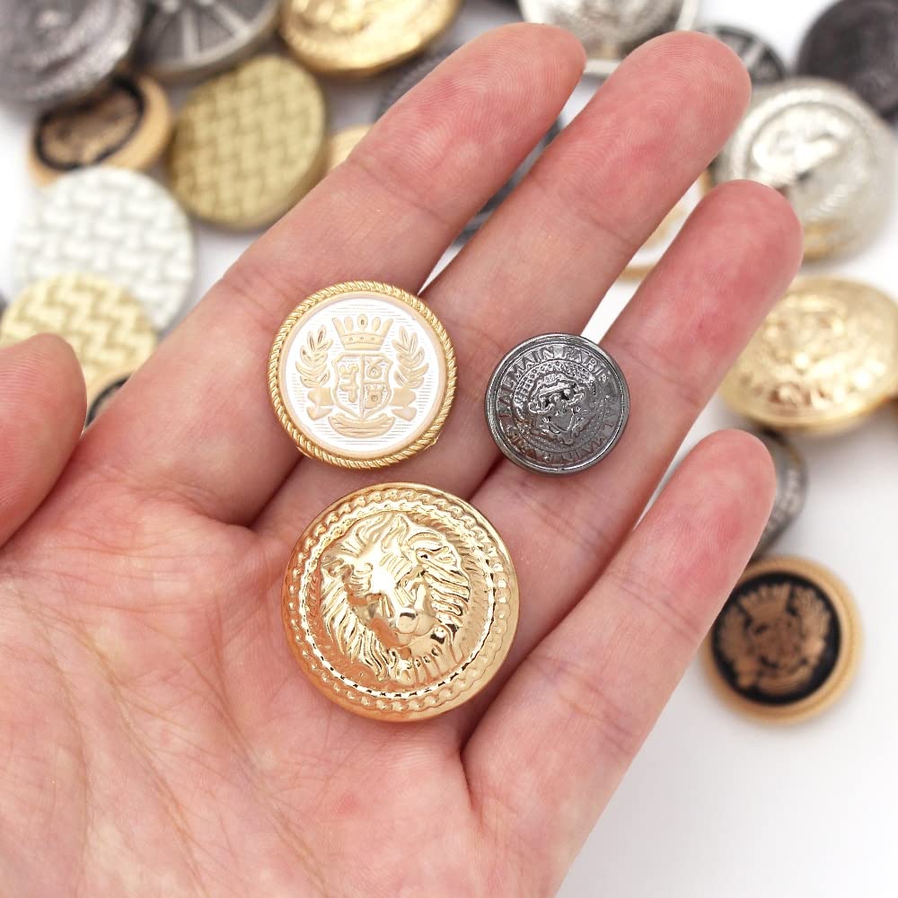 Bouton en métal à tige ronde dorée, 5 pièces, for vêtements
