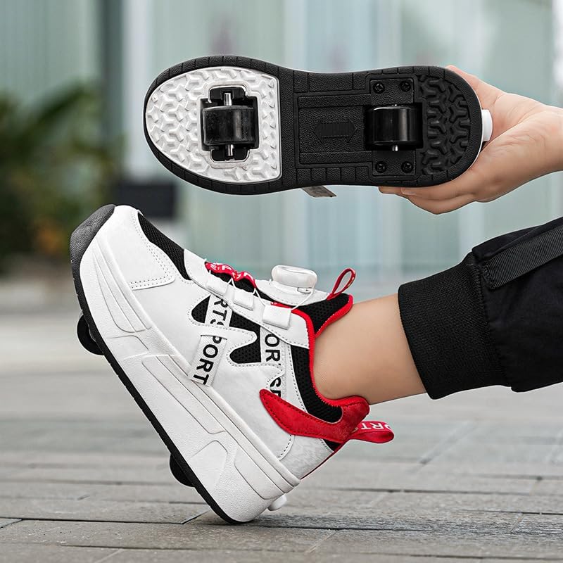 Chaussures à Roulettes Mateju 2 En 1 Enfants/adultes - Roues Rétractables, Tailles 29-40 EU | Baskets Patins Réglables