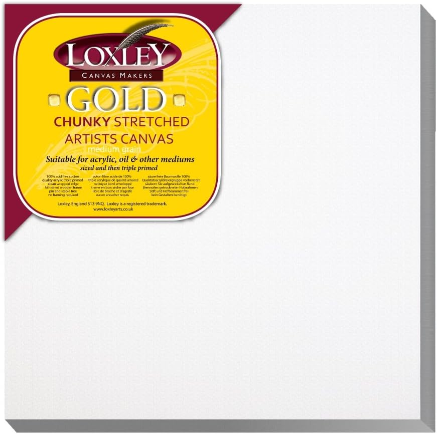 Loxley Gold 10 x 10-inch 25 x 25 cm 37 mm Chunky Deep Edge Artist Quality Stretched Canvas Primed