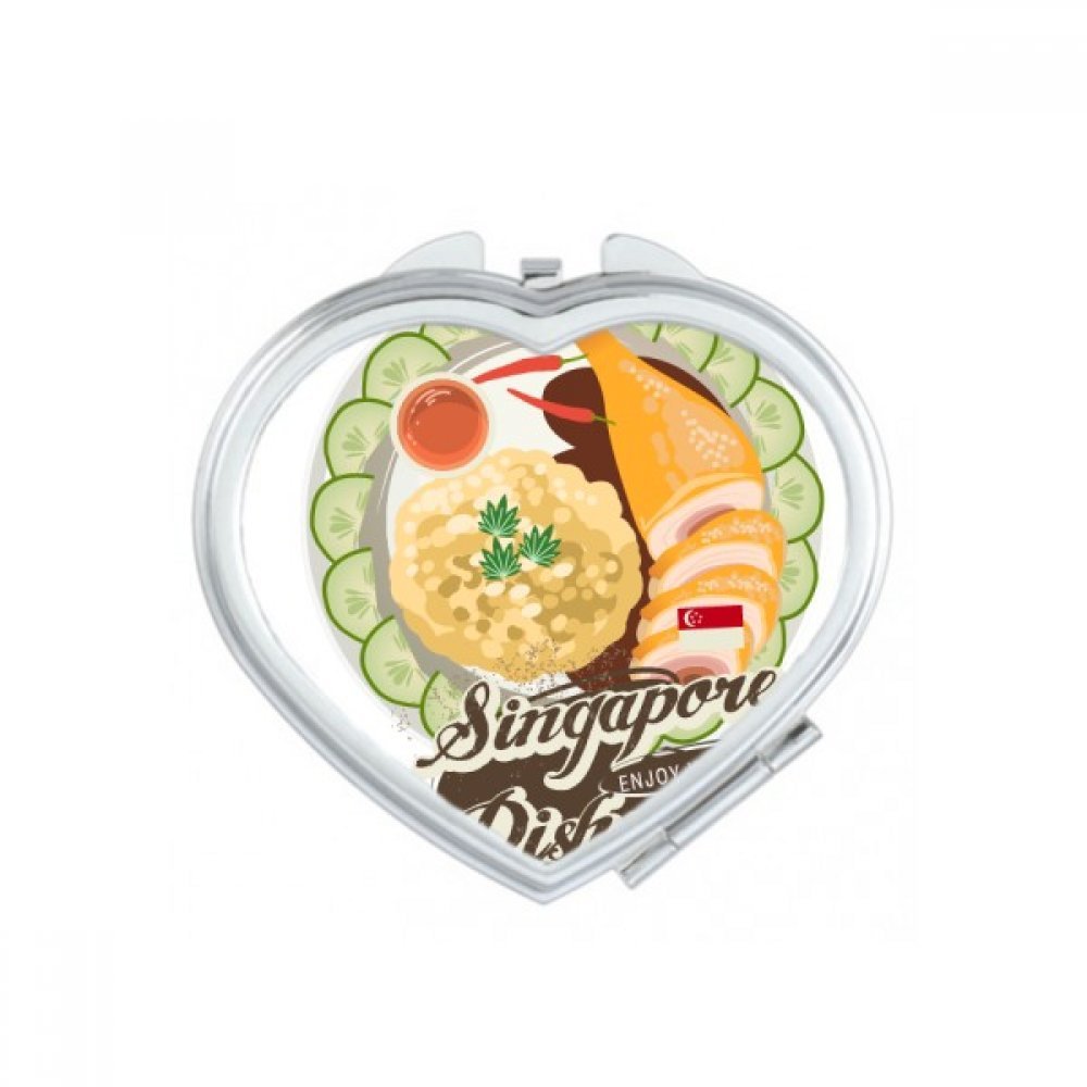 Miroir de poche Singapour Nasi Lemak pour retouches maquillage en voyage et bureau