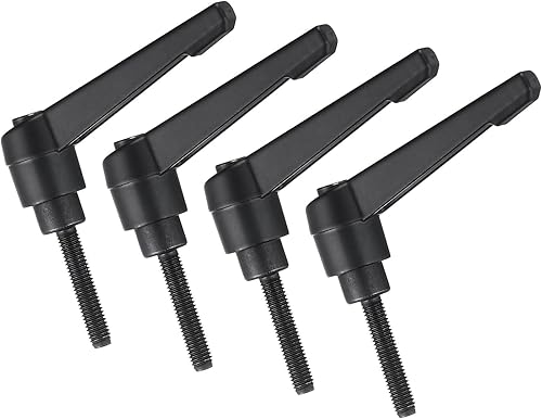 Miniatura 168 de uxcell 4 manijas de palanca de sujeción, perno macho roscado de acero al carbono de óxido negro M8 x 0.59 pulgadas, asas ajustables de bloqueo