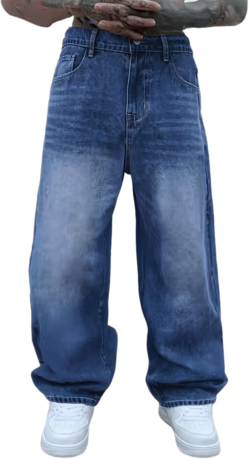 Men's Blue Casual Loose Jeans