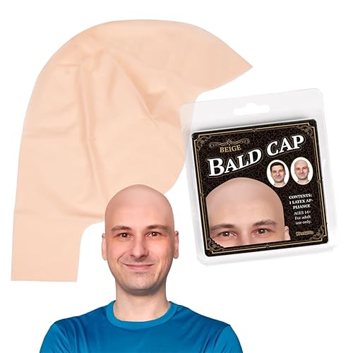 Kangaroo - Latex Bald Cap for Adults Costume - Halloween Makeup Bald Wig Cap Beige, One Size Fits Most