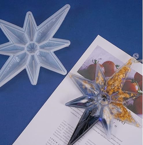 Miniatura 3 de COHEALI 2 moldes de resina de silicona octogonal de Navidad con forma de copo de nieve, colgante de resina con agujeros