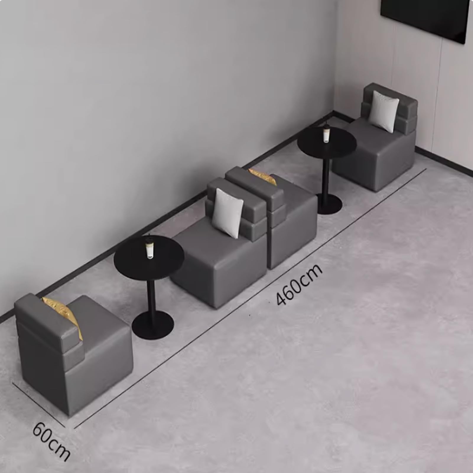 Sofá modular modular de cuero, sofá en forma de L para recepción de oficina, sala de espera, vestíbulo de hotel, cafetería, centro de entrenamiento