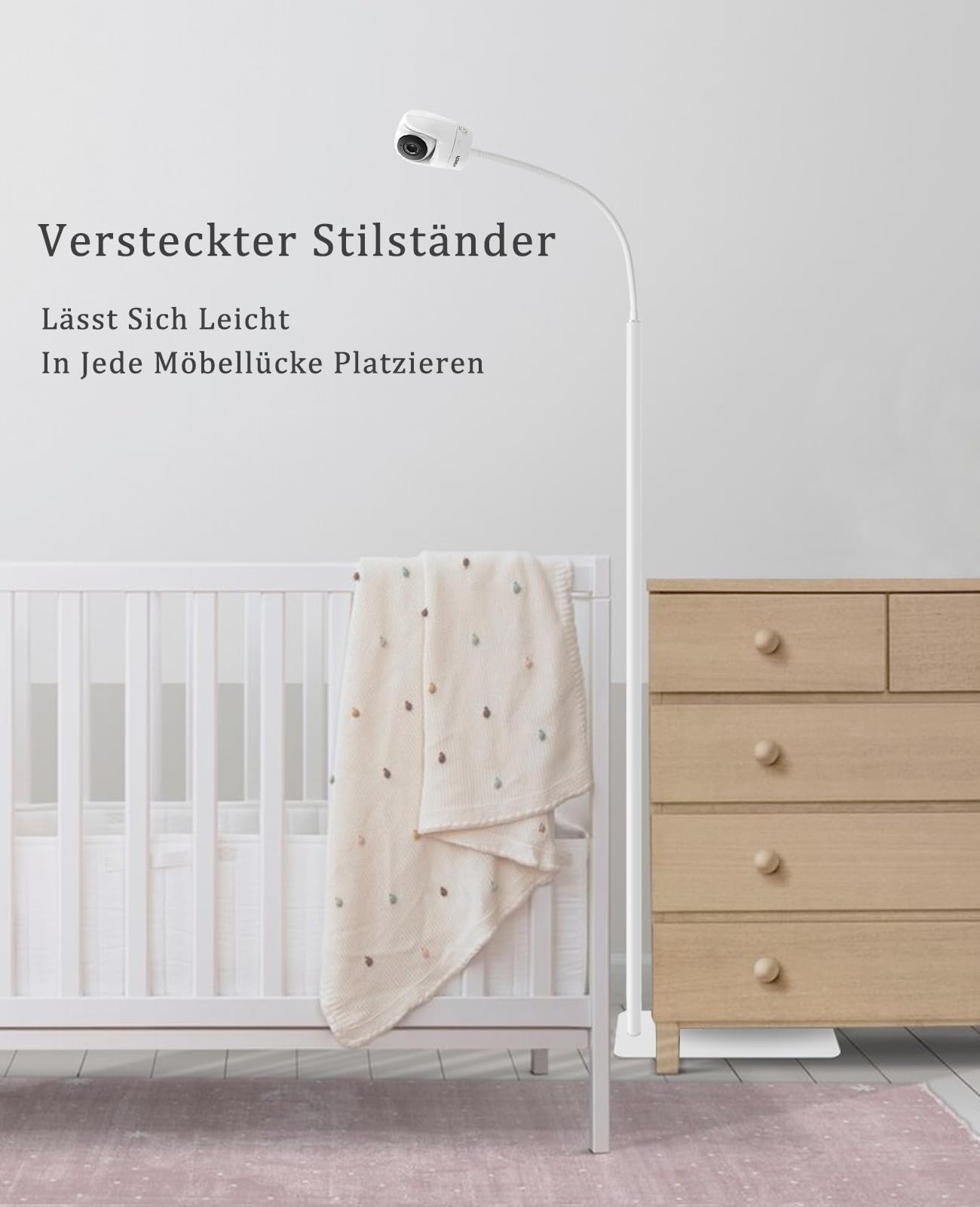 Babyphone Halterung 170 cm Höhenverstellbar Ständer kompatibel mit Nanit, Owlet, Infant Optics DXR-8 Pro, VTech, Vava, Eufy & Allen Baby Kamera mit 1/4" Gewinde