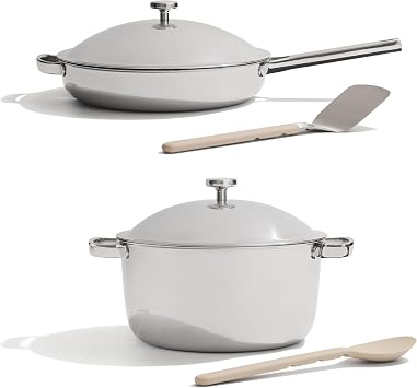 Our Place Titanium Pro Cookware Duo | Always Pan Pro & Perfect Pot Pro | Coating-Free Nonstick | Tri-Ply Titanium & Stainless Steel | Safe for Oven, Induction & All Cooktops up to 1000F | Chrome