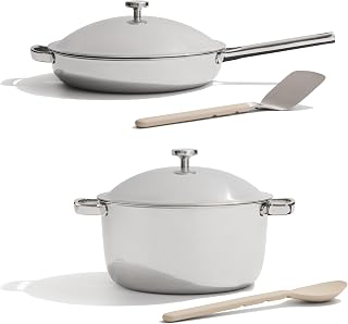 Titanium Pro Cookware Duo – Always Pan & Perfect Pot with Nonstick No-Coating Technology | Tri-Ply Titanium & Stainless Steel | Safe for Oven, Induction & All Cooktops up to 1000°F | Chrome