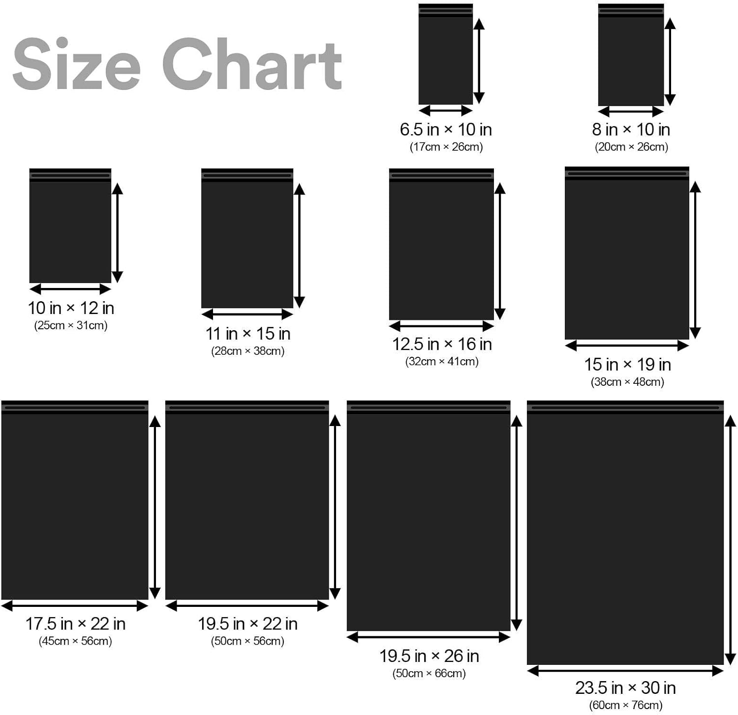 12.5"x16" (32cm x 41cm) 200pcs Black Poly Bag Mailers Plastic Packaging Mailing Shipping Bag Waterproof and Tear-Proof Strong Self Adhesive Multipurpose Envelope Small Medium Large