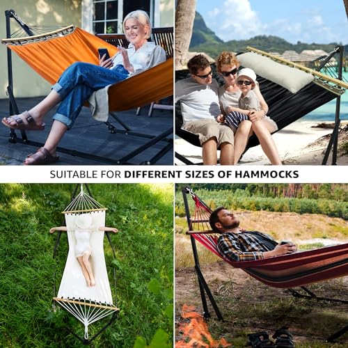 Tranquillo Unity Adjustable Hammock Stand, 800 lbs Capacity Steel Double Hammock Stand for 2 Persons, Premium Pre-Assembled Stand for Indoor Outdoor, Black - Thumbnail 7