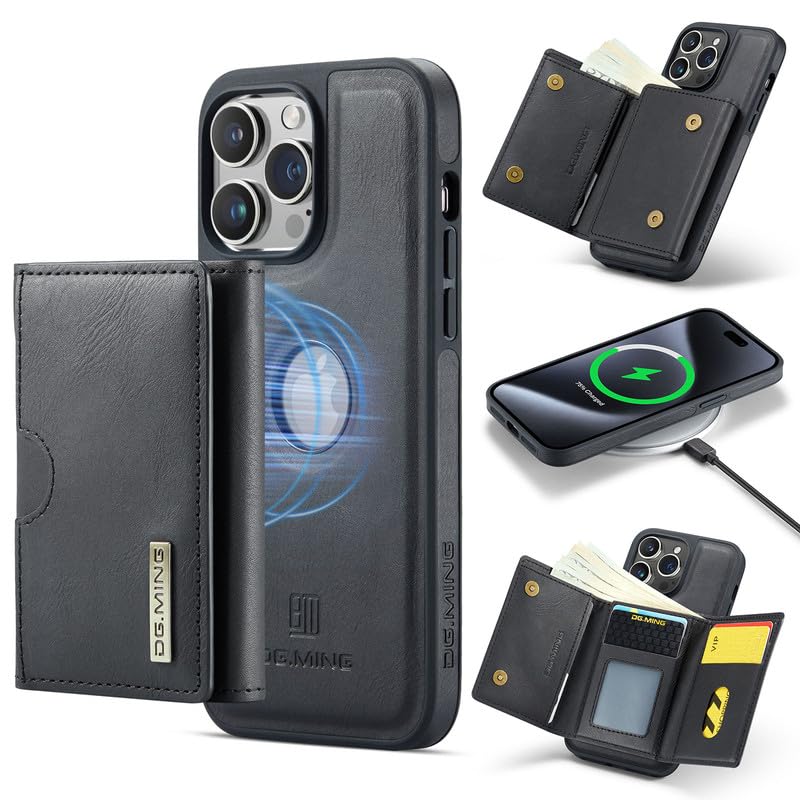 Étui en cuir magnétique pour iPhone 14 Pro portefeuille RFID sans fil