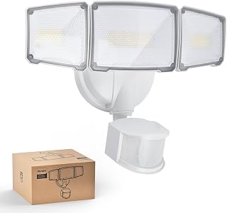 Philips 72W 7400LM LED Motion Sensor Flood Light - 5000K Daylight, Dusk to Dawn, 3 Adjustable Heads, Waterproof Outdoor Security for Garage, Yard, Porch