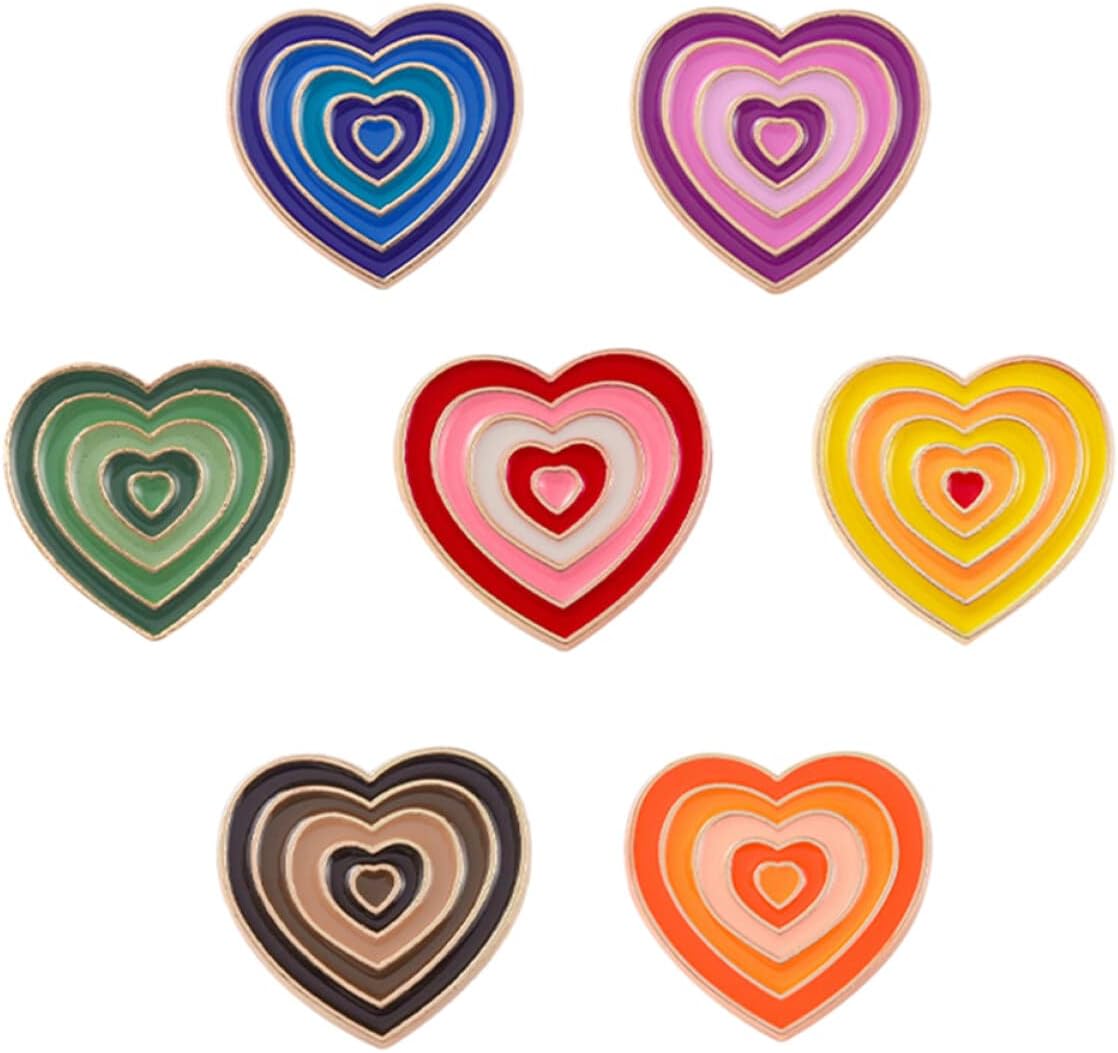 7pcs Heart Designed Badges Gradient Heart Brooches for Fashionable Breastpins Accessories for Festivals and Special Occasions