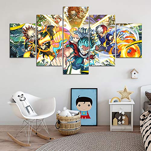 Anime Poster For My Hero Academia - Japanese Anime Wall Scroll Poster - 5 Pcs Hd Canvas Printing Posters For Living Room, Bedroom, Club Wall Art Decor, No Frame. #TOP3