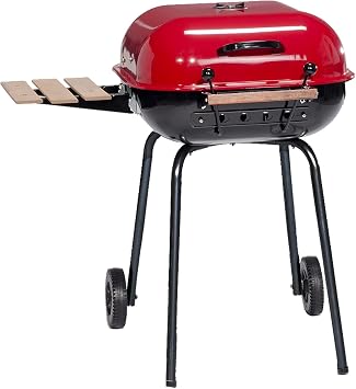 MECO Americana Swinger Charcoal Grill with One Side Table, Red, 332