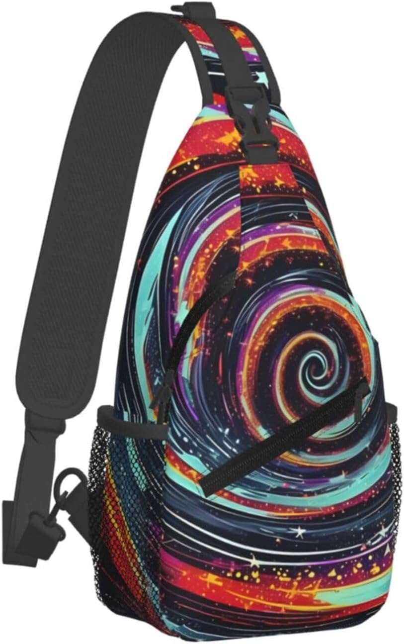 Durable Lightweight Space Spiral Cosmic Print Cross chest bag diagonally for Travel Commute Daily Use